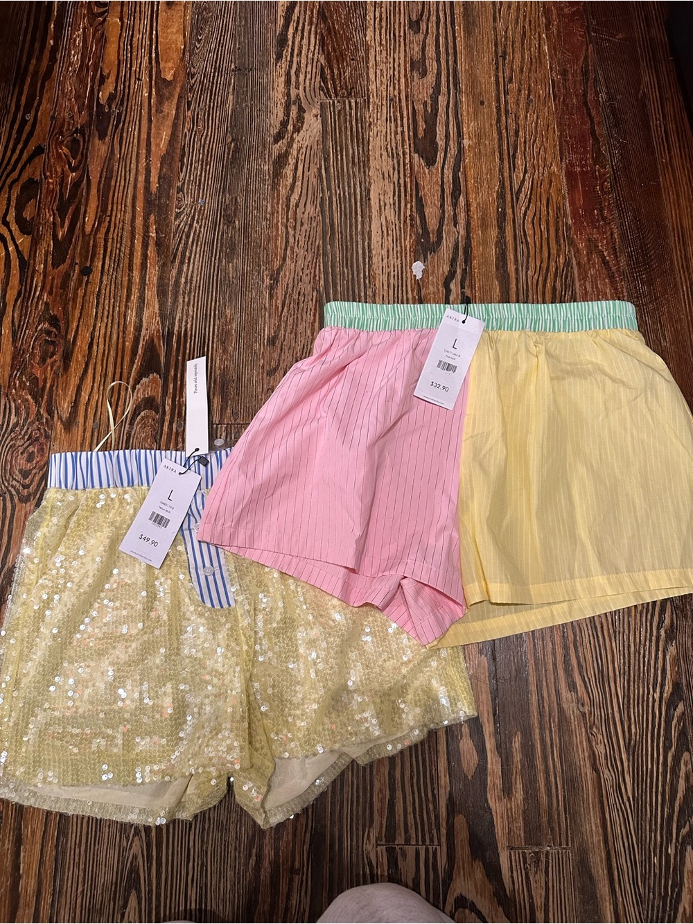 AKIRA NWT BUNDLE Shorts in Pink, Yellow & Gold Sequin
